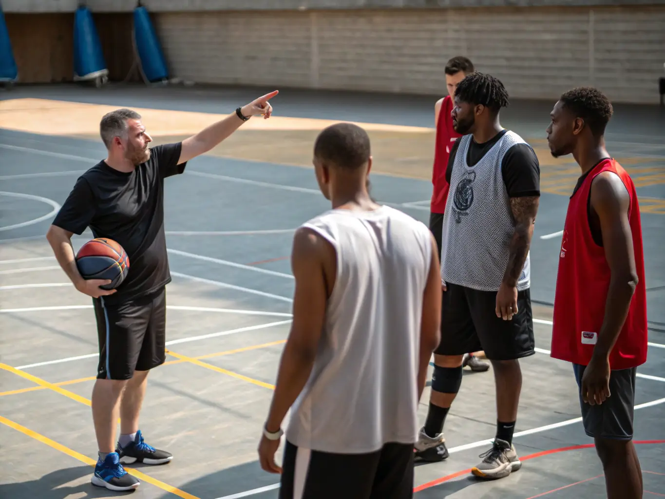 An image of a coach providing personalized instruction to a player during a practice session, emphasizing the individual attention and guidance provided in the program.