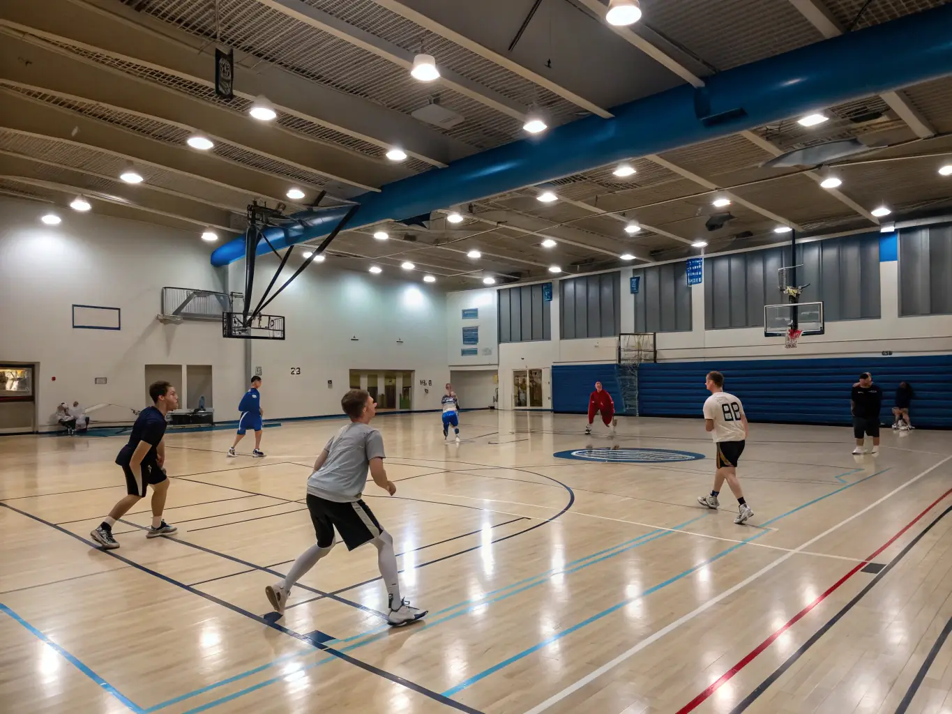 An action shot of VDB players in a competitive game, highlighting their physical fitness and agility on the court.