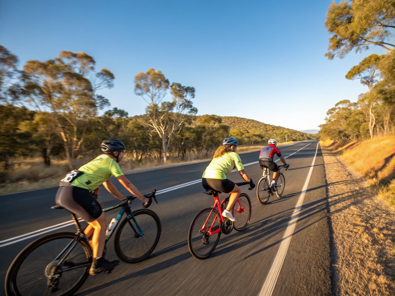 Cyclistes sur une route de montagne