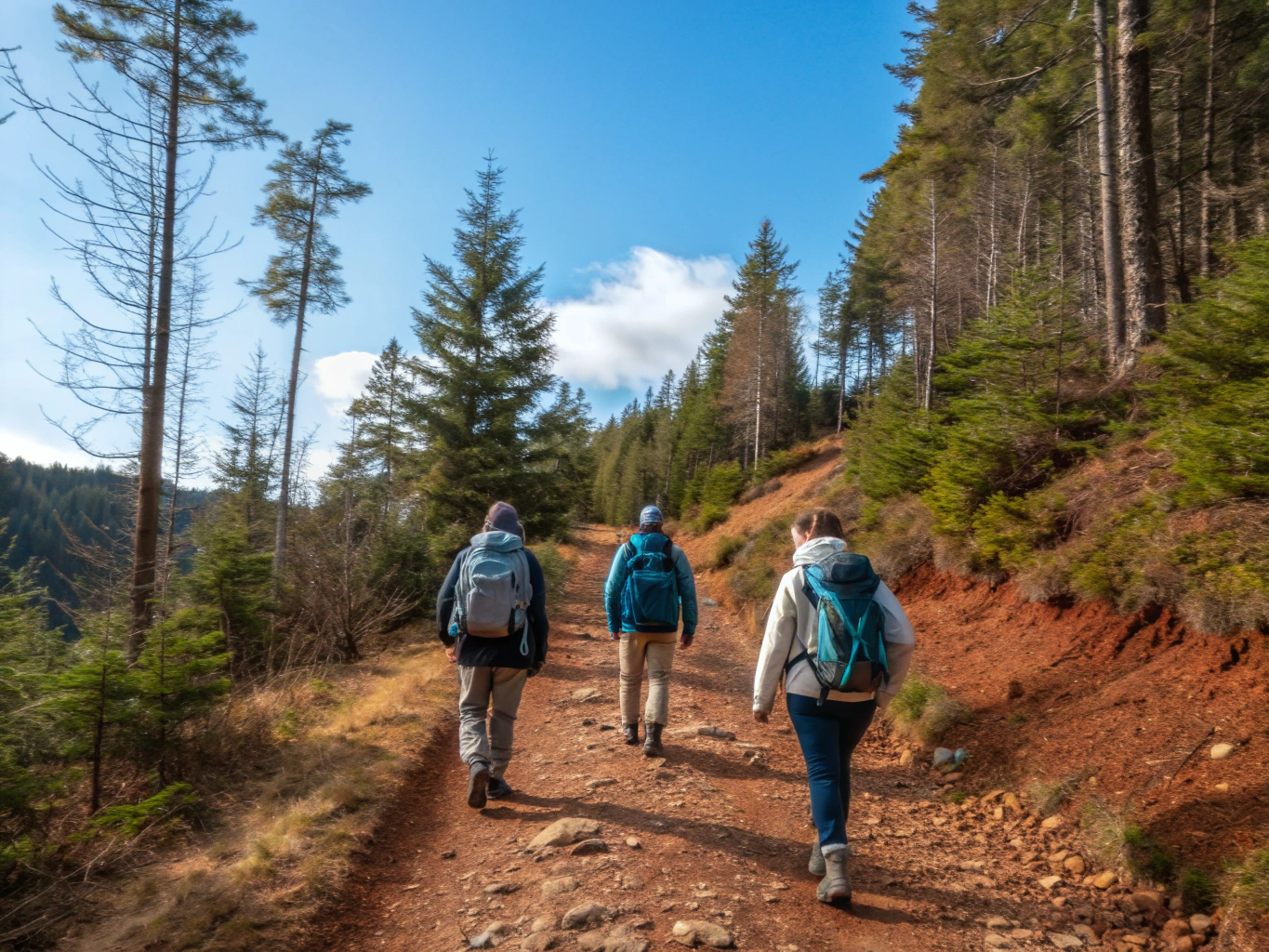 Randonneurs admirant le paysage de Châteauvieux